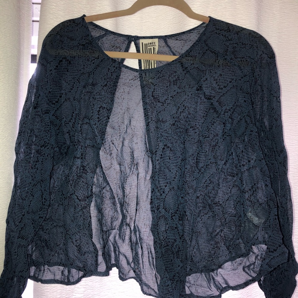 Free People Mesh Snakeskin Open Back Top